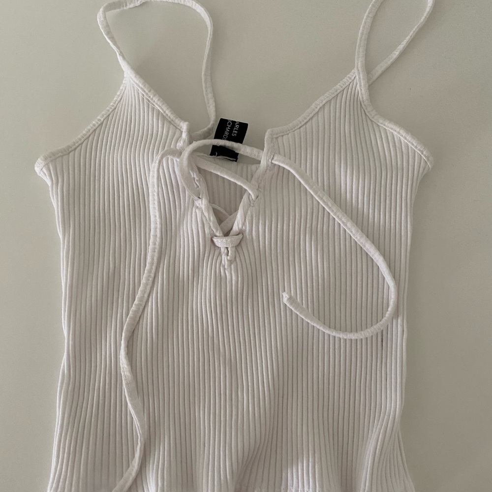 Ribbed White Top